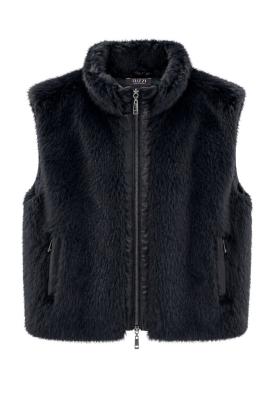 Weste aus flauschigem Fake Fur und glatten Kontrasteinsätzen