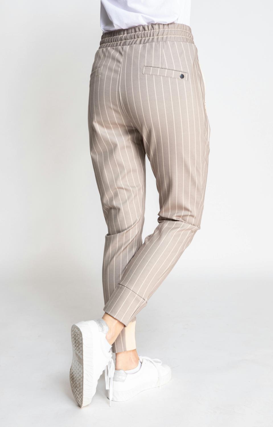 Zhrill Joggpant Fabia Taupe stripe • Damen Hose lang • lange Hosen • Rühle  × INDIGO Online-Shop
