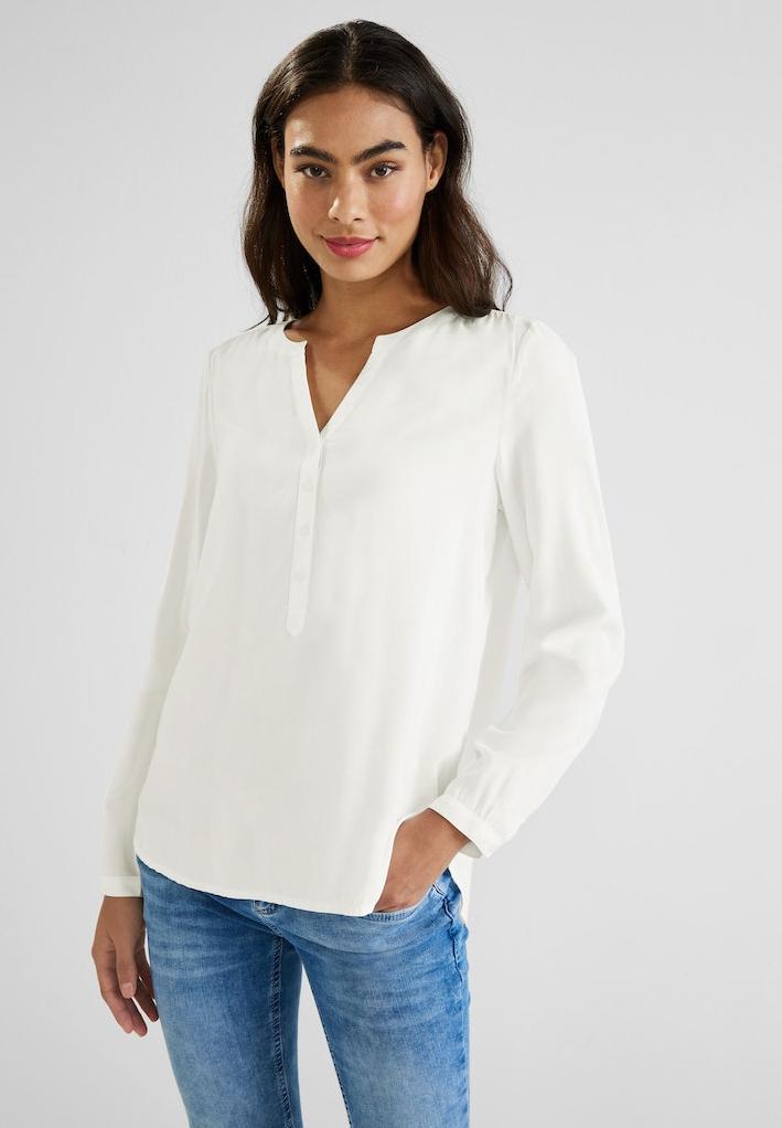 StreetOne Damenbluse Online-Shop Style INDIGO QR Rühle Blusen Solid Bluse | • × Damen • Langarm • Bamika