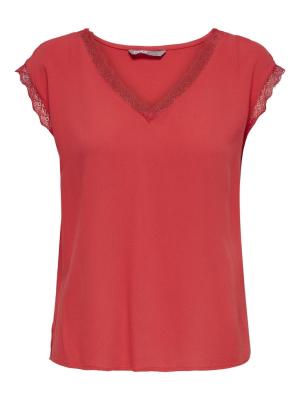 Top mit V-Ausschnitt | ONLJASMINA S/S V-NECK LACE TOP NOOS