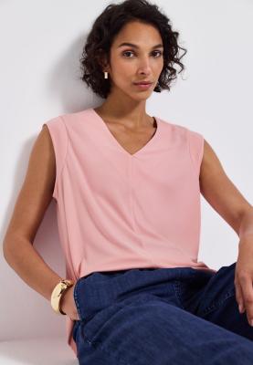 silk look structure v-neck shi