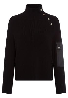 Marc Aurel Pullover mit Satin-Tasche und Stehkragen