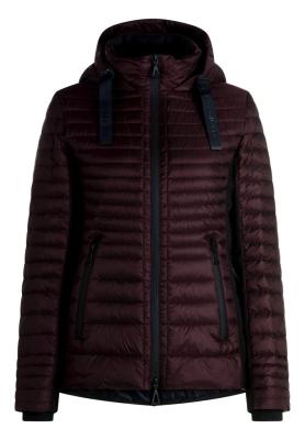 Damen-Steppjacke in Weinrot mit Fake-Daune und Kapuze