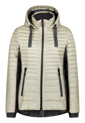 Damen-Steppjacke in hellem Sandton mit Fake-Daune und Kapuze