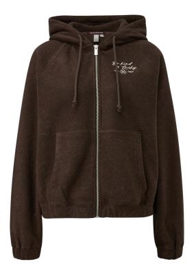 Flauschige Teddy Fleece Hoodie Jacke mit Stickerei