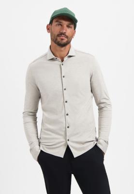 Strickhemd in Beige – stilvoller Klassiker mit modernem Twist | Shirt Jersey Melange Stretch
