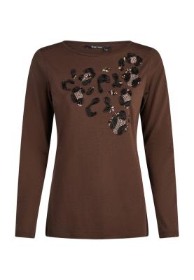 Shirt mit Leo Print aus Perlen & Pailletten