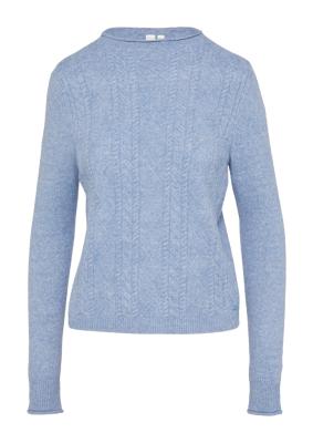 Flauschiger Pullover mit Zopfmuster