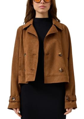 Kurztrench in angesagter Veloursleder-Optik