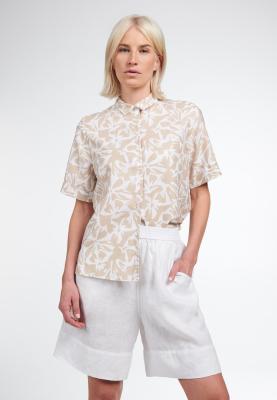 Bedruckte Halbarm-Bluse mit Hemdblusenkragen