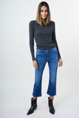 Damen Jeans verkürzt und ausgestellt | Emma cropped flare - pure blue