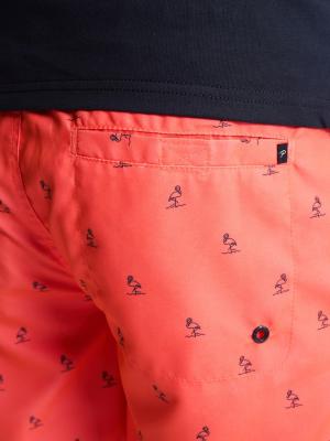 Badeshorts in Koralle mit Mini-Flamingo-Print – von Petrol Industries