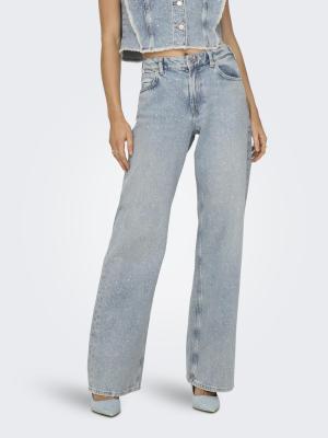 Jeans mit weitem Bein | ONLCOBAIN REG WIDE RHINESTO RED DNM