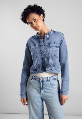 kurze Jeansjacke| LTD QR Denim-Jacket,knit,midbl