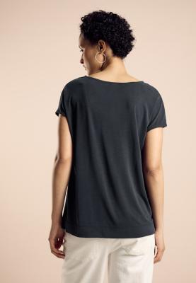 T-Shirt mit Schriftzu | LTD QR silk look shirt w.stone