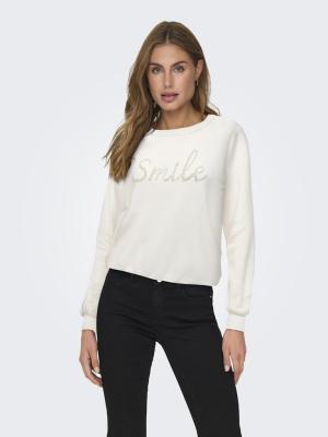 Sweatshirt mit Schriftzug | ONLAMY LIFE L/S O-NECK PEARL SWT