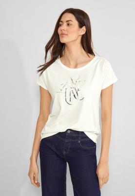 Street One Damen T-Shirt mit Schimmer-Wording | LTD QR ALIVE partprint shirt