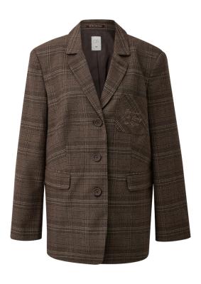 Lässiger Karoblazer mit cooler Stickerei