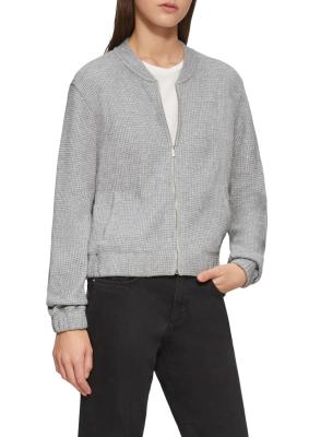 Sweatshirtjacke mit Piquéestruktur und Glitzereffekt