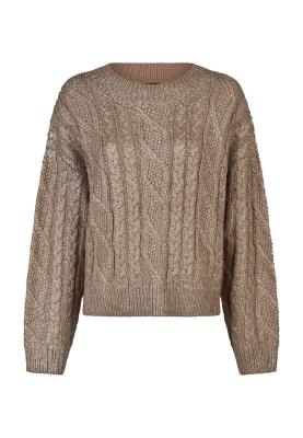 Zopf-Pullover mit Folienbeschichtung