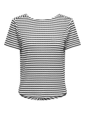 Körperbetontes T-Shirt mit Rundhalsausschnitt | ONLSANDY S/S DEEP V-NECK BACK TOP J