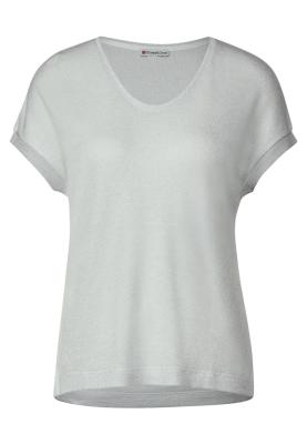 Schimmerndes Kurzarmshirt | LTD QR v-neck shiny shirt