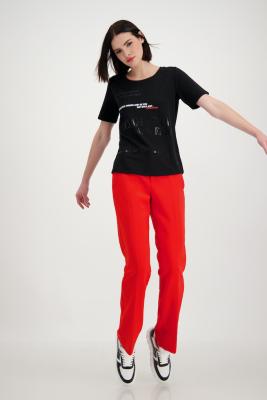 T-Shirt mit toniger Glitzerschrift und kontrastfarbigen 3D Buchstaben