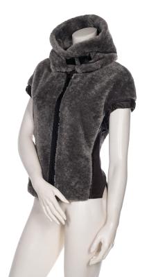 Vest fur taupe