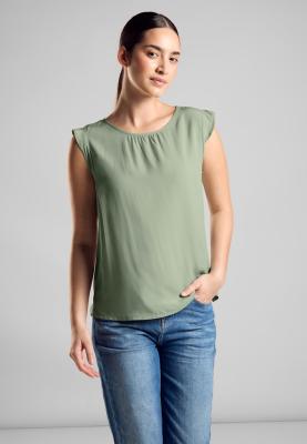 Blusentop | Solid blouse top w frill