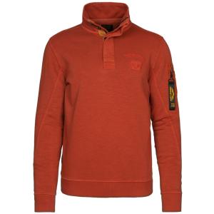 Half button collar slub light swea