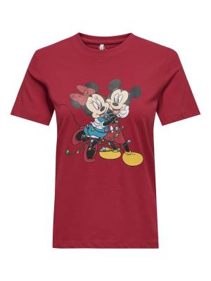 T-Shirt mit Mickey Mouse | ONLMICKEY LIFE REG S/S TOP BOX XMAS