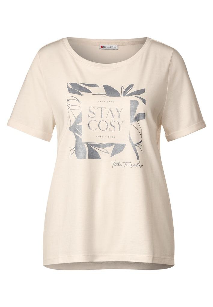 StreetOne Damen Kurzarmshirt | partprint shirt • | Kurzarm Shirts Rühle Damen Online-Shop × T-Shirt shiny INDIGO • •