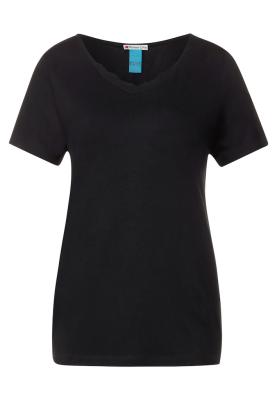 Damen T-Shirt mit einem filigranen Spitzeneinsatz am V-Ausschnitt | v- neck shirt w.lace