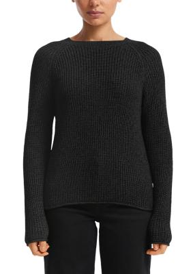Melierter Strickpullover mit Raglanärmeln