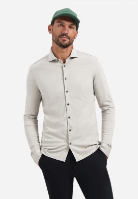 Strickhemd in Beige – stilvoller Klassiker mit modernem Twist | Shirt Jersey Melange Stretch