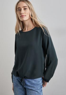 Bluse mit klassischem Rundhalsausschnit | Roundneck blouse w gathered bo