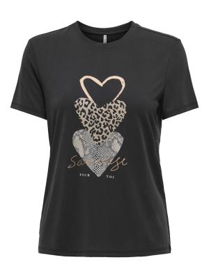Damen Kurzarmshirt mit Herz - Print | ONLFREE LIFE REG S/S TOP BOX CC JRS