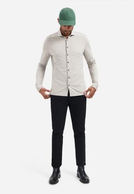 Strickhemd in Beige – stilvoller Klassiker mit modernem Twist | Shirt Jersey Melange Stretch