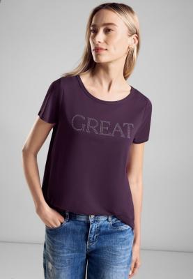 Jersey T-Shirt mit Wording | GREAT silk look shirt