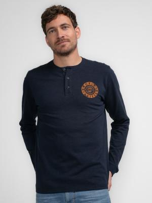 Lässiges Herren-Henley-Longsleeve | Men T-Shirt LS Round Neck