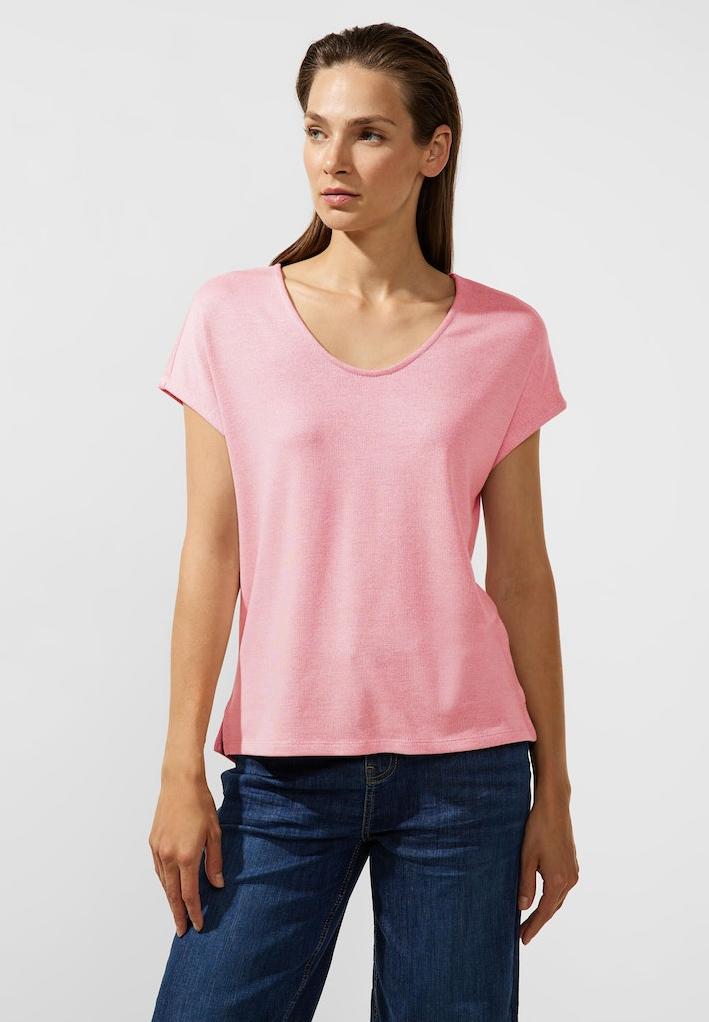 melange shirt T-Shirt INDIGO Kurzarm StreetOne × • | Online-Shop Damen • cosy Shirts Damenshirt Rühle • |