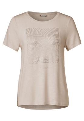 Modisches T-Shirt mit Artwork Steinchen-Print | feminine stone artwork shirt