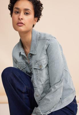 Coole Jeansjacke | QR Denim-Jacket,indigo stripes