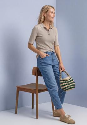 knit look rib polo w.deco butt