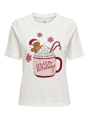 Weihnachtliches T-Shirt „Happy Holidays“ | ONLROSIE LIFE S/S TOP BOX XMAS JRS