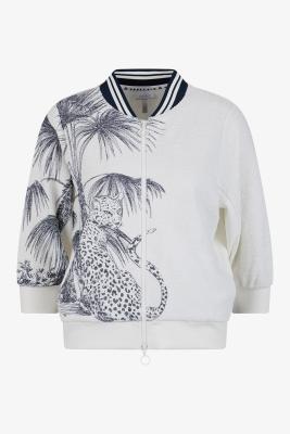 Sportalm Blouson-Jacke – Exklusiver Materialmix mit Leo-Palmen-Print