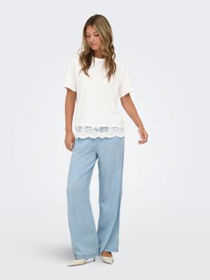 ONLVIVVI S/S LACE BOTTOM TOP JRS NO