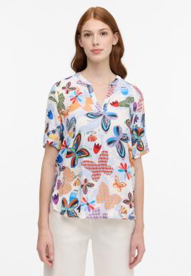 Farbtupfer mit Wohlfühlfaktor – Kurzarm-Tunika mit Botanik-Print | Bluse 7175 H931