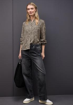 Buttoned tunic blouse w piping