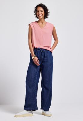 silk look structure v-neck shi
